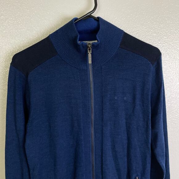 Alaska by Luly Yang Sweater Jacket Small Blue Full Zip Knit Airlines *Holes - Picture 3 of 12